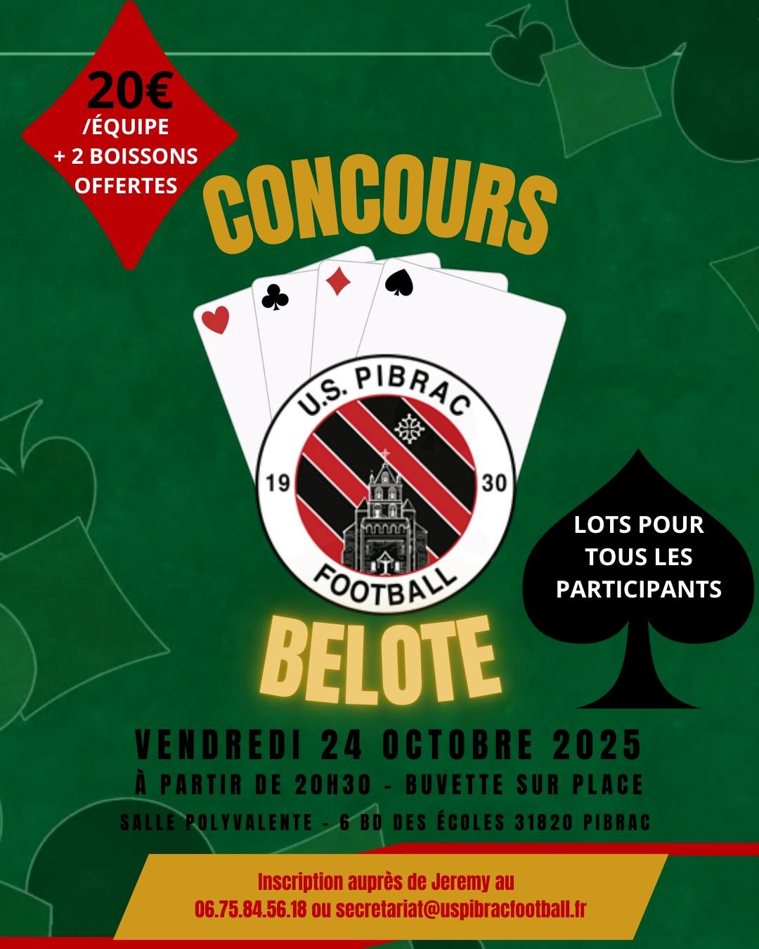 Concours de Belot de l'Us Pibrac Football le 24 octobre 2025
